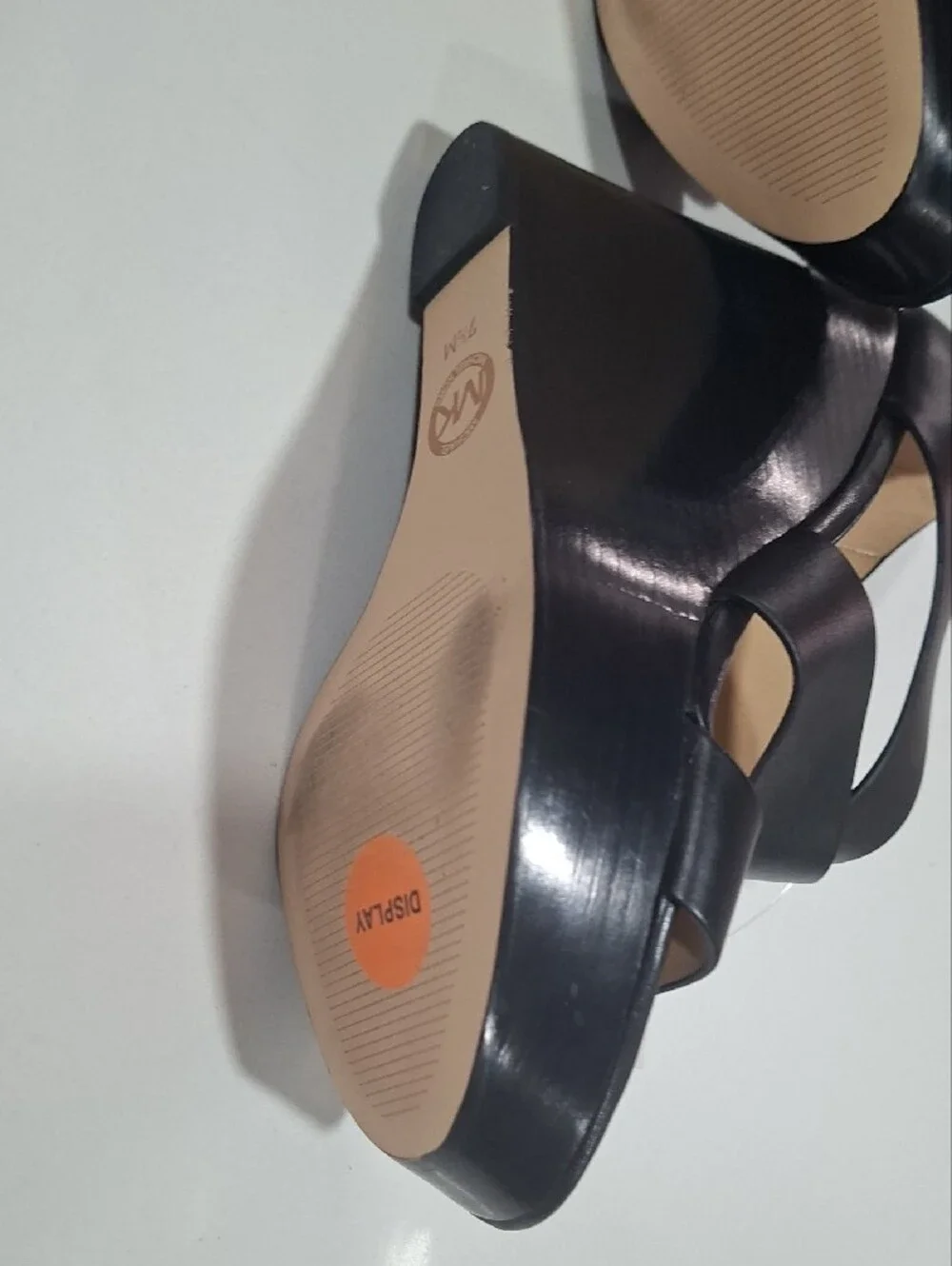 Michael Kors Black Strappy Heel Wedge Heel Sandals with Back Zip